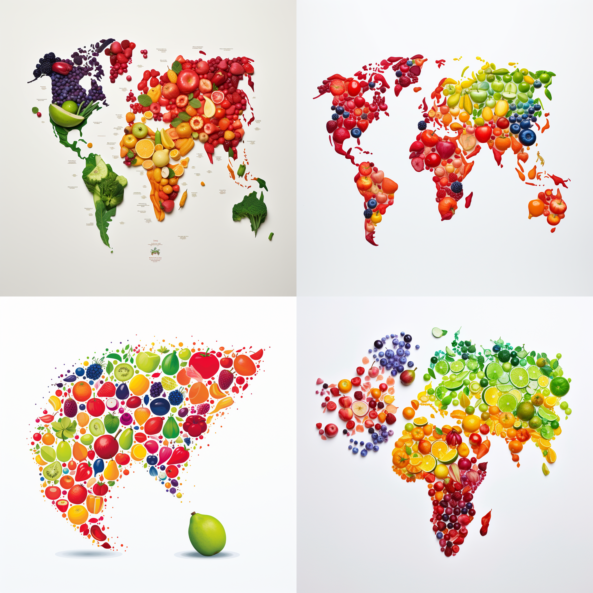Midjourney - Carte du monde en forme de fruits