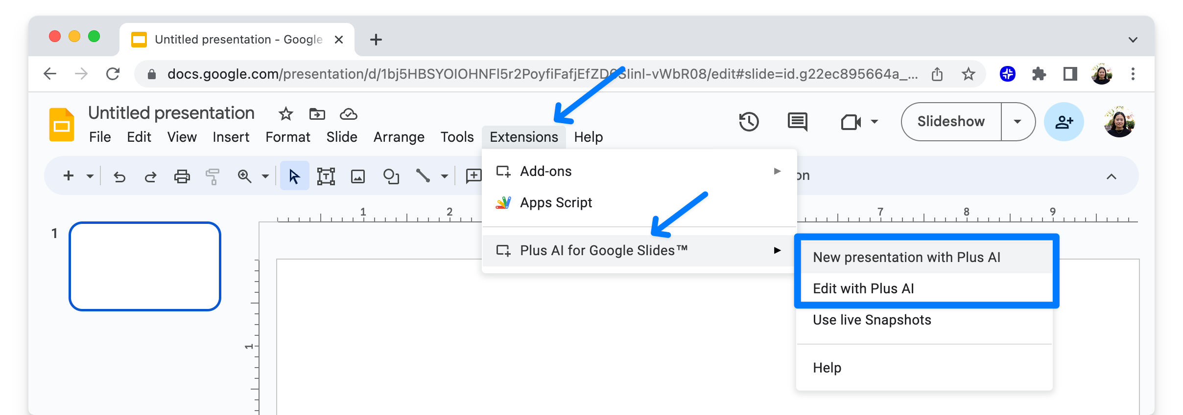 Plus AI - fonctionnement de vos slides Google