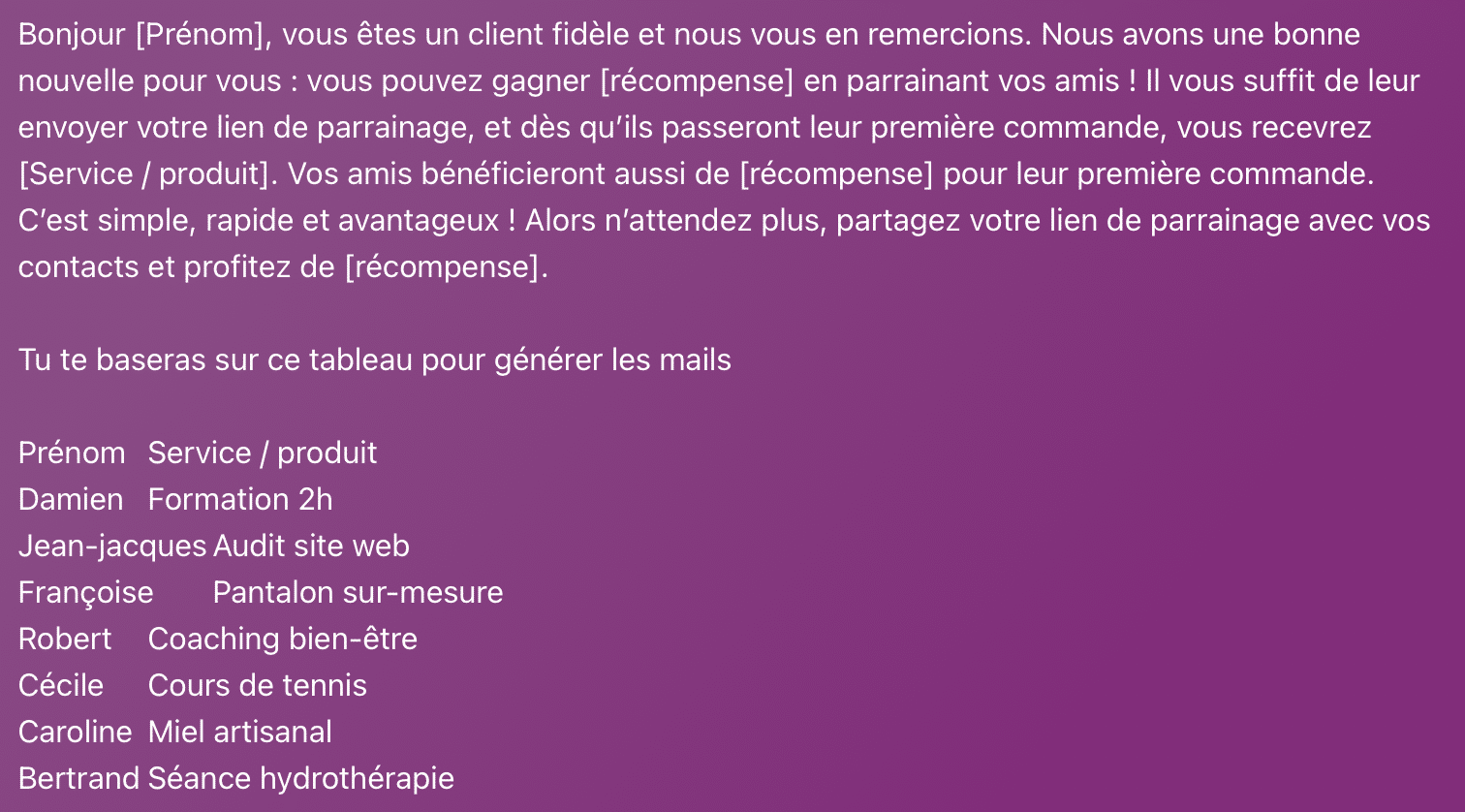 Prompt Copilot pour générer des mails